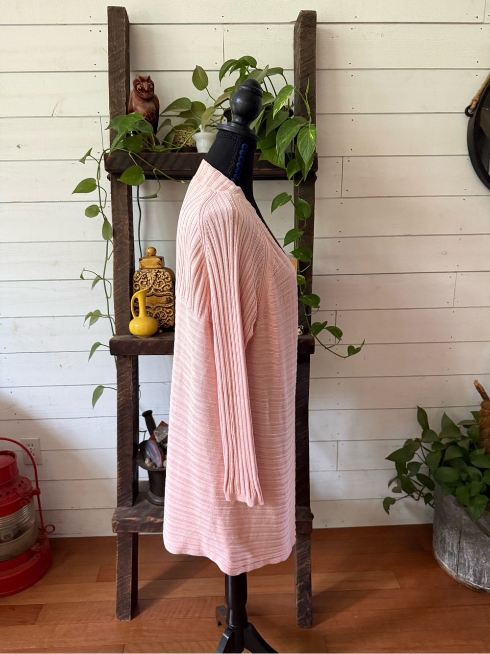 Talbots Pale Pink Open-Front Ribbed Cardigan - Picture 11 of 17